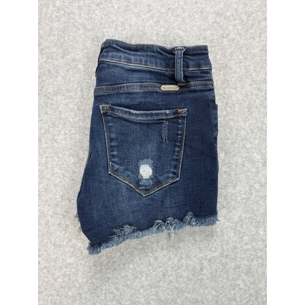 KanCan Denim Shorts Womens 27 Blue Dark Wash Kurvy Mid-Rise Distressed Frayed‎
